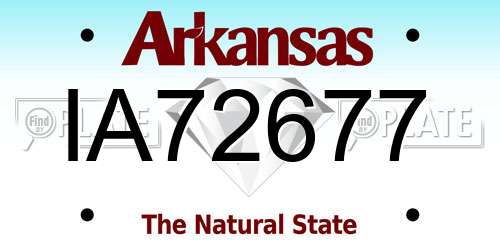 IA72677 Arkansas License Plate