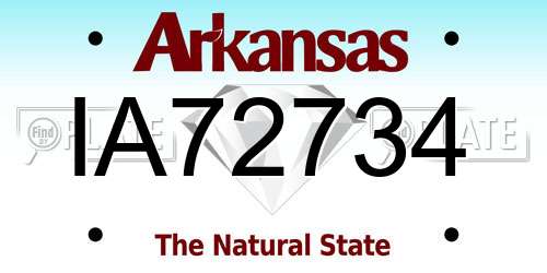 IA72734 Arkansas License Plate