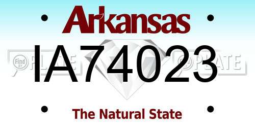 IA74023 Arkansas License Plate