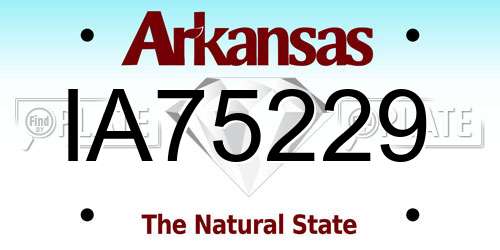 IA75229 Arkansas License Plate