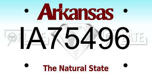 IA75496 Arkansas License Plate