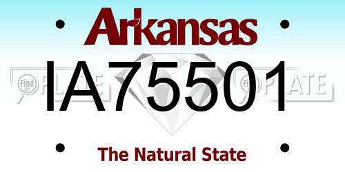 IA75501 Arkansas License Plate
