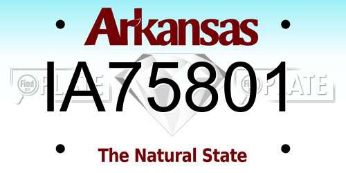 IA75801 Arkansas License Plate