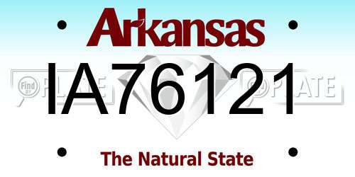 IA76121 Arkansas License Plate