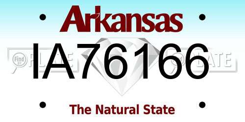 IA76166 Arkansas License Plate