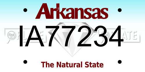 IA77234 Arkansas License Plate