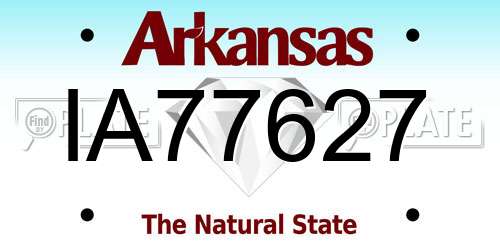 IA77627 Arkansas License Plate