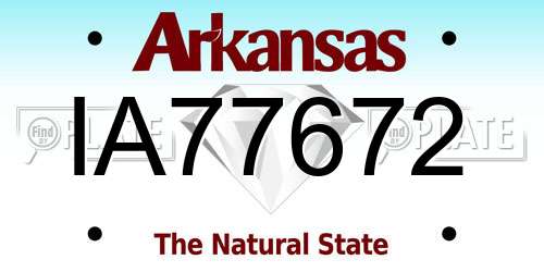 IA77672 Arkansas License Plate