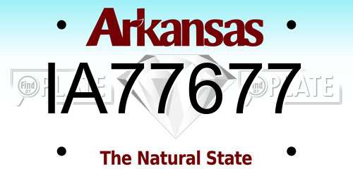 IA77677 Arkansas License Plate