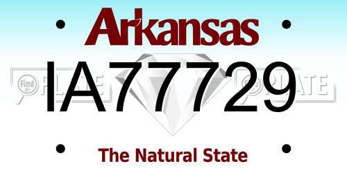 IA77729 Arkansas License Plate