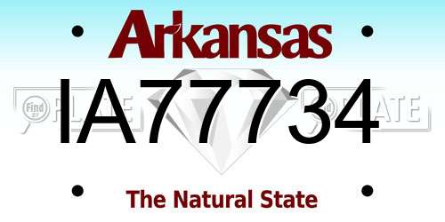 IA77734 Arkansas License Plate