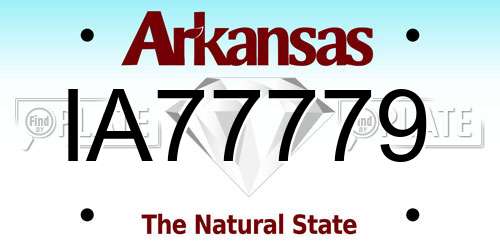 IA77779 Arkansas License Plate