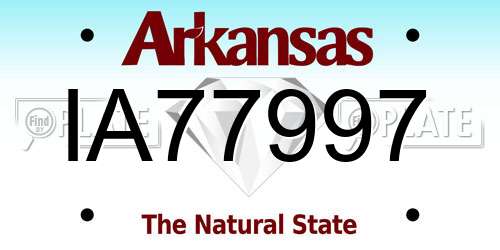 IA77997 Arkansas License Plate