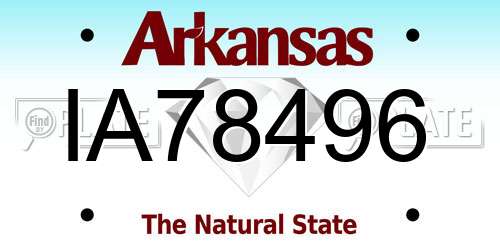 IA78496 Arkansas License Plate
