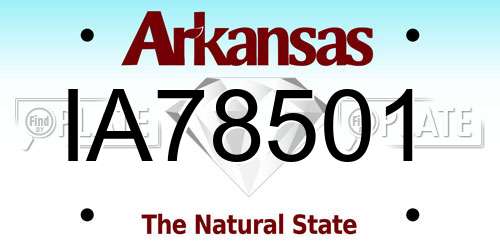 IA78501 Arkansas License Plate