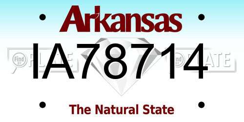 IA78714 Arkansas License Plate