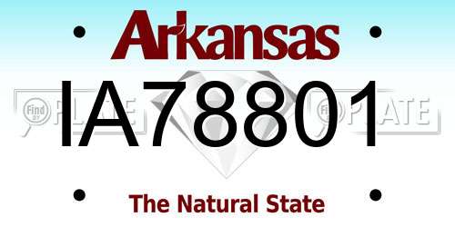 IA78801 Arkansas License Plate