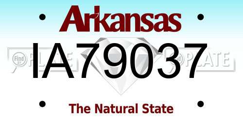 IA79037 Arkansas License Plate