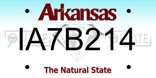 IA7B214 Arkansas License Plate