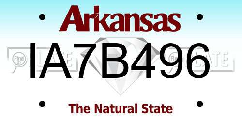 IA7B496 Arkansas License Plate