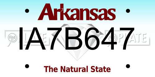 IA7B647 Arkansas License Plate