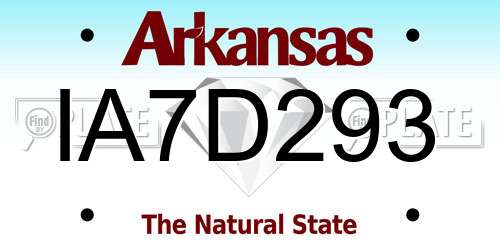 IA7D293 Arkansas License Plate
