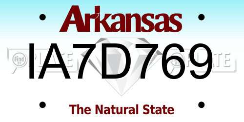 IA7D769 Arkansas License Plate