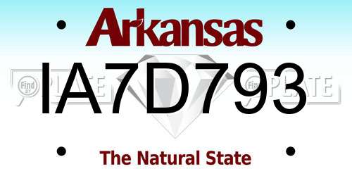 IA7D793 Arkansas License Plate