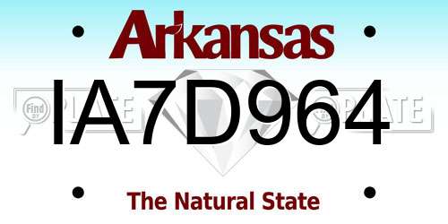 IA7D964 Arkansas License Plate