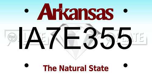 IA7E355 Arkansas License Plate