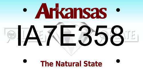 IA7E358 Arkansas License Plate