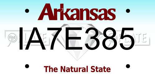 IA7E385 Arkansas License Plate