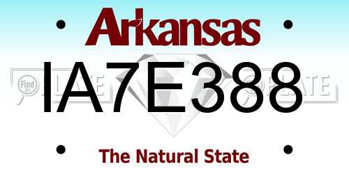 IA7E388 Arkansas License Plate