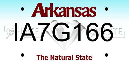 IA7G166 Arkansas License Plate