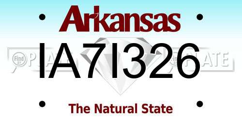 IA7I326 Arkansas License Plate