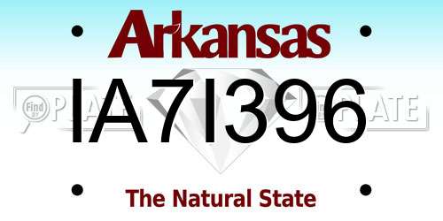 IA7I396 Arkansas License Plate