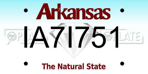 IA7I751 Arkansas License Plate