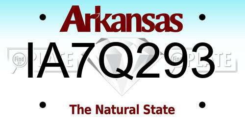 IA7Q293 Arkansas License Plate