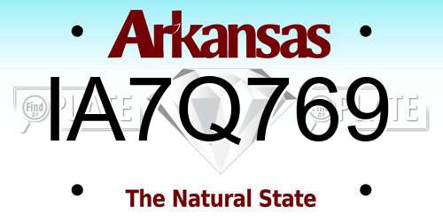 IA7Q769 Arkansas License Plate