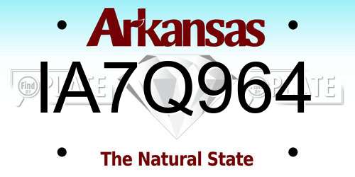 IA7Q964 Arkansas License Plate