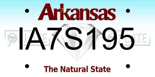 IA7S195 Arkansas License Plate