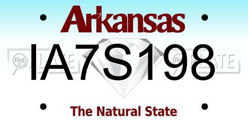 IA7S198 Arkansas License Plate
