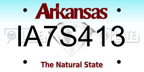 IA7S413 Arkansas License Plate