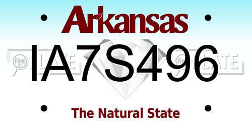 IA7S496 Arkansas License Plate
