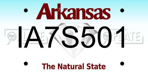 IA7S501 Arkansas License Plate