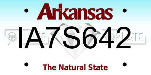 IA7S642 Arkansas License Plate