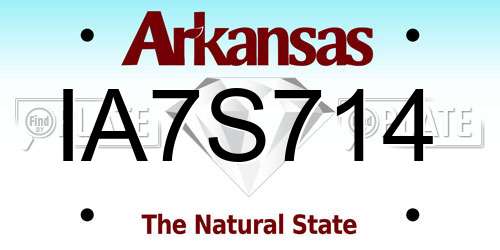 IA7S714 Arkansas License Plate