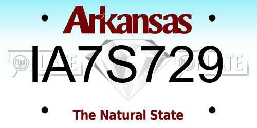 IA7S729 Arkansas License Plate