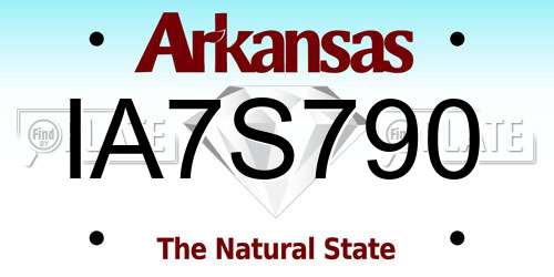 IA7S790 Arkansas License Plate