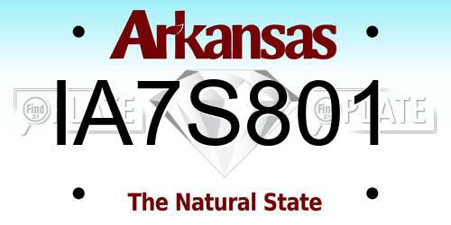 IA7S801 Arkansas License Plate